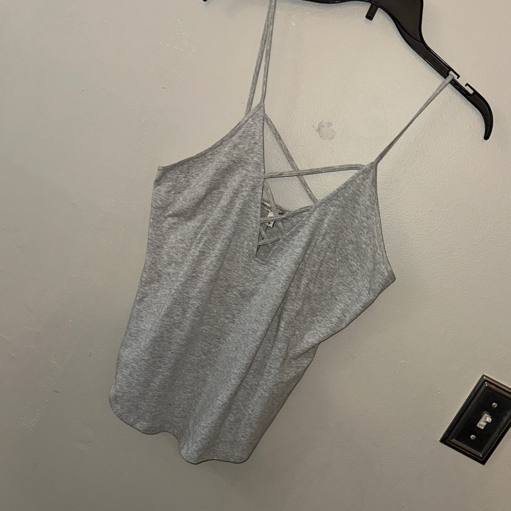 Express Light Gray Crisscross V-Neck Camisole